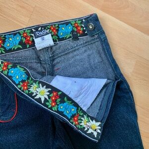 D&G Dark Blue Flare Jeans with Red Embroidery